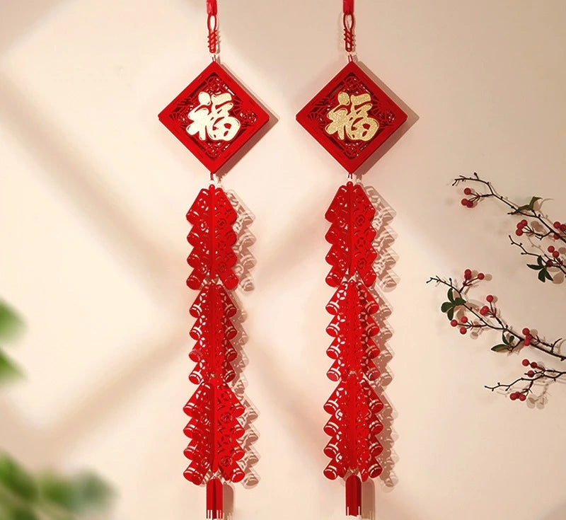 Chinese New Year Firecracker Pendant – Spring Festival Décor Holiday Decoration Pendant Babs 2PCS B