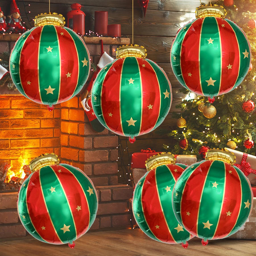 5-Pack Large Christmas Foil Balloon Ball Ornaments – Xmas Décor Christmas Balloon Ornaments Babs