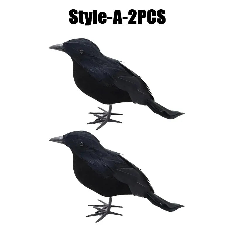 Simulation Black Crow Raven Garden Decor & Bird Repellent Garden Bird Deterrent Babs Style A-2PCS