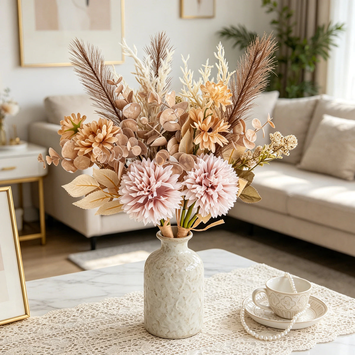 Silk Chrysanthemum Artificial Flowers – Wedding & Home Décor Artificial Flower Bouquet Babs