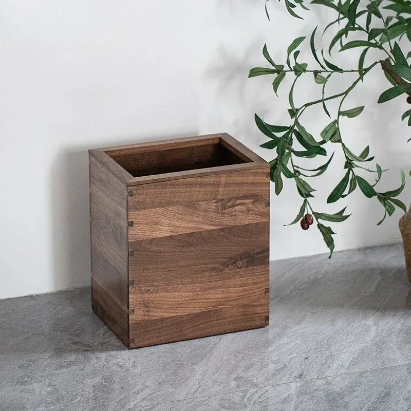 Wooden Trash Can Large Capacity Modern Minimalist Dustbin Wooden Waste Bin Babs