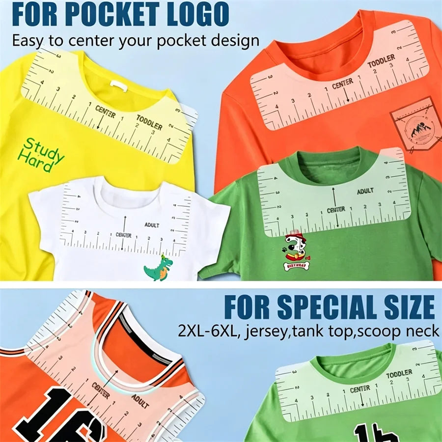 T-Shirt Alignment Ruler Guide Set – 4 Sizes Transparent PVC Sewing Alignment Ruler Babs