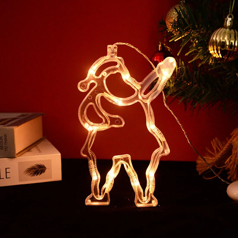 Christmas LED Snowflake Santa Deer Window Sucker Lamp Ornament Christmas LED Ornament Babs Santa Claus