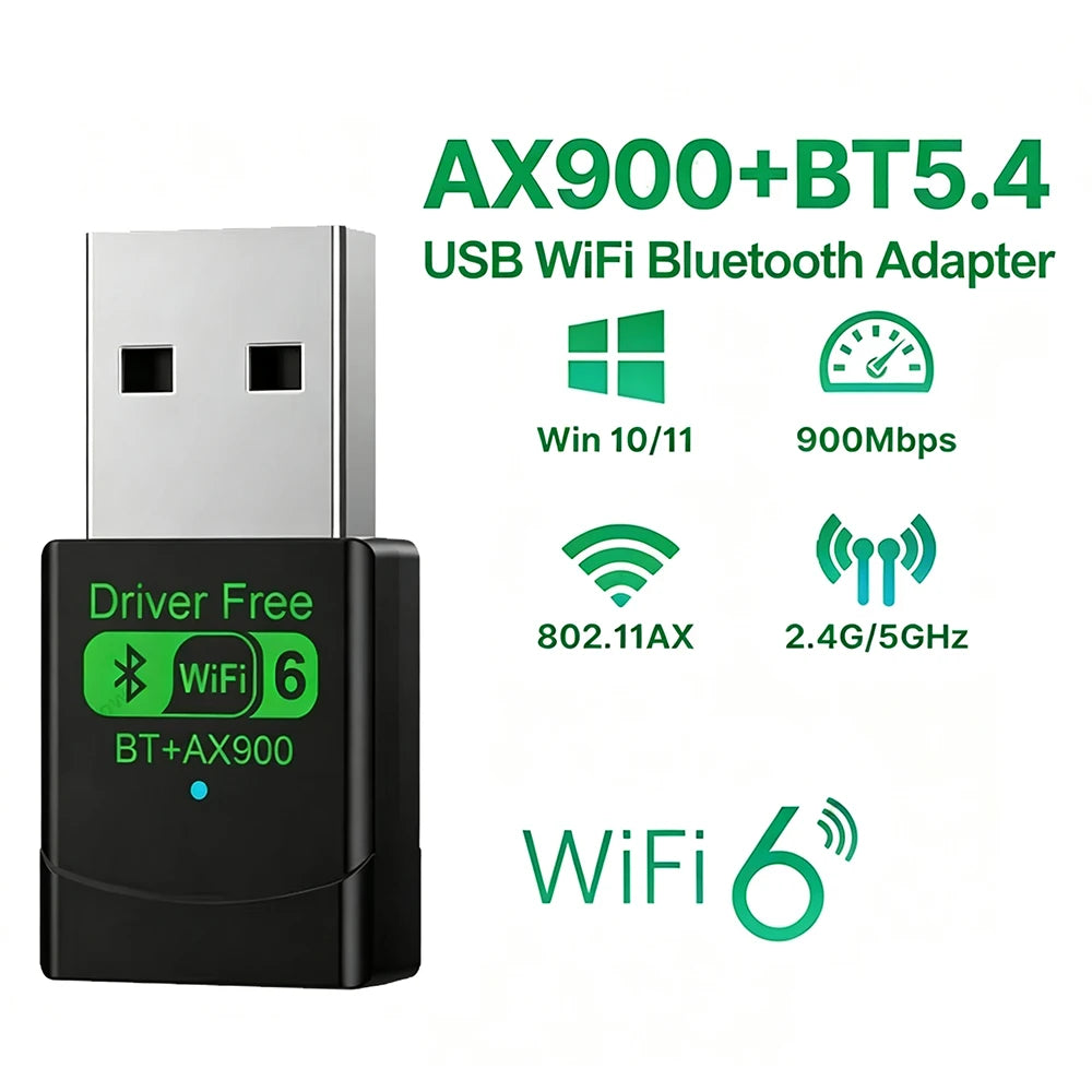 KEBIDUMEI AX900 USB WiFi 6 Bluetooth 5.4 Dual Band Adapter USB WiFi Adapter Babs 900M BT5.4
