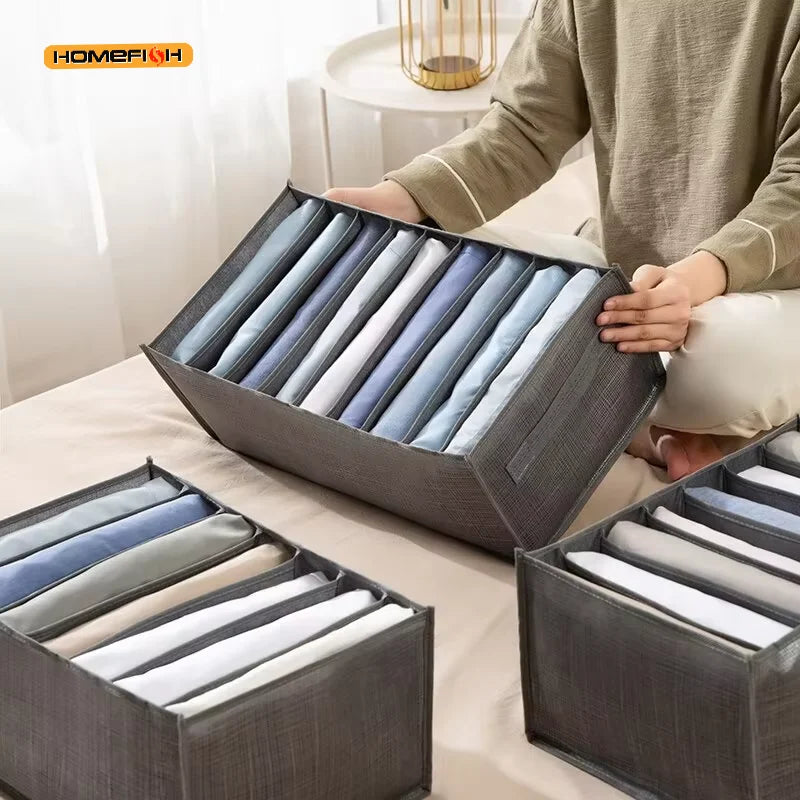 Grey 9-Grid Non-Woven Wardrobe Storage Box | Washable Wardrobe Storage Box Babs