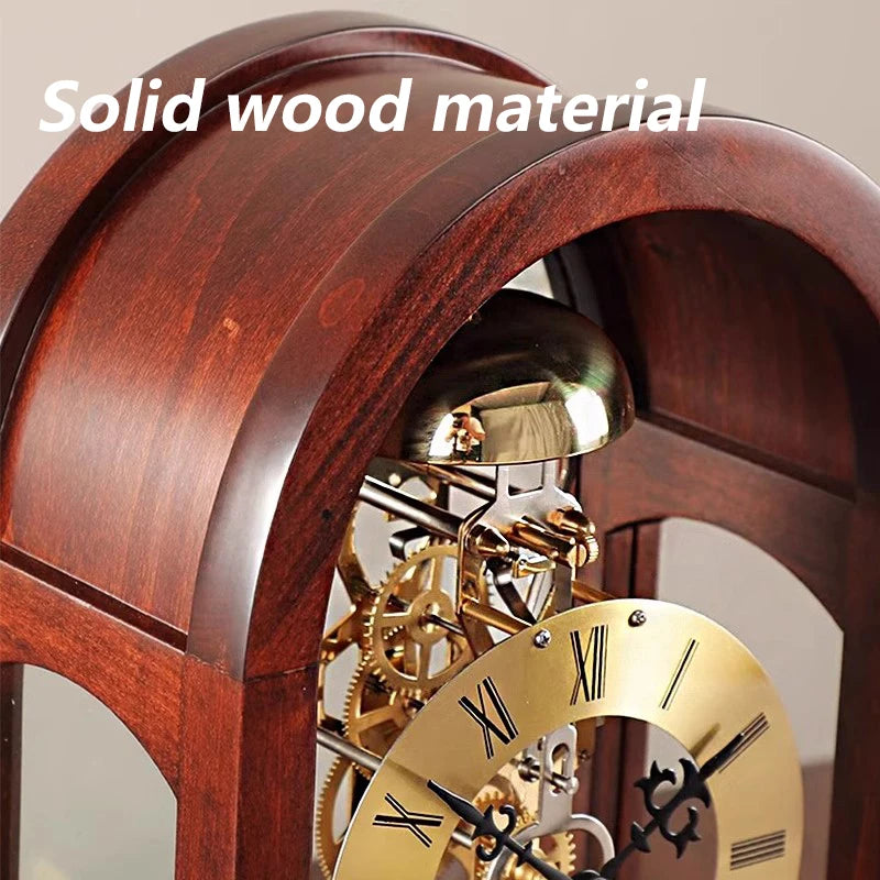 Vintage Mechanical Wood Desk Clock | Antique Hourly Chiming Mechanical Desk Clock Babs