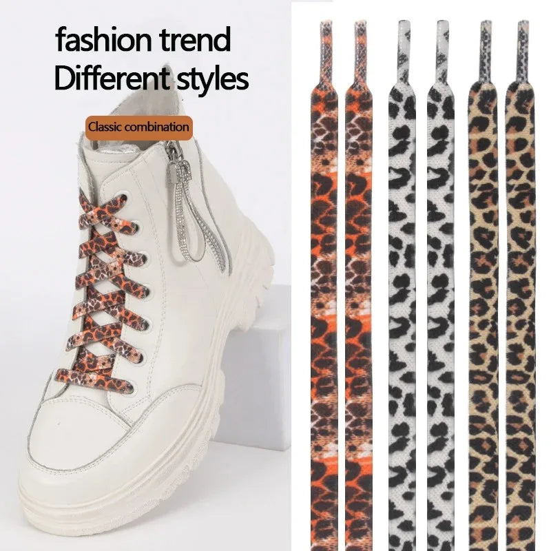 Leopard Print Flat Shoelaces – 1 Pair for Men & Women Fashion Shoelaces Babs