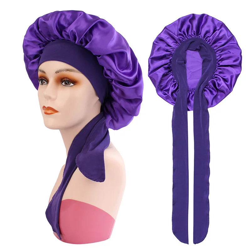 Women's Elastic Sleeping Hat – Solid Color Hair Care Cap Sleeping Hair Cap Babs 1PCS 2