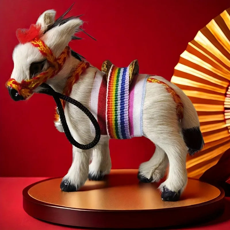 Cute Leather Donkey Figurine with Bells – Desk & Home Decor Decorative Figurine Babs