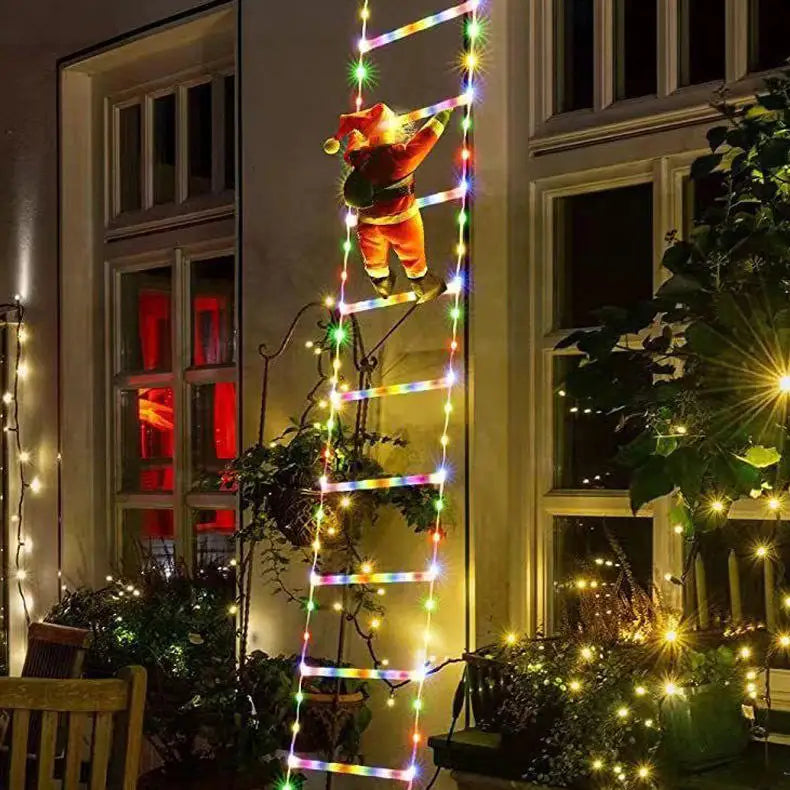 LED Christmas Ladder Light with Climbing Santa Claus | 3M Christmas LED Lights Babs