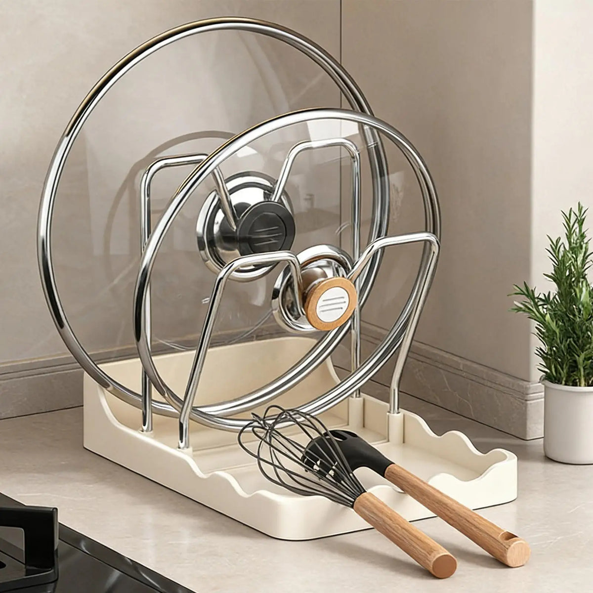 Pan Lid & Cutting Board Organizer – Rustproof Steel Rack Kitchen Lid Organizer Babs
