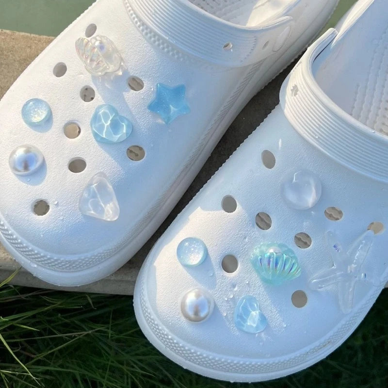 Ocean Blue Starfish Shell Shoe Charms for Crocs – DIY Set Shoe Charms Babs