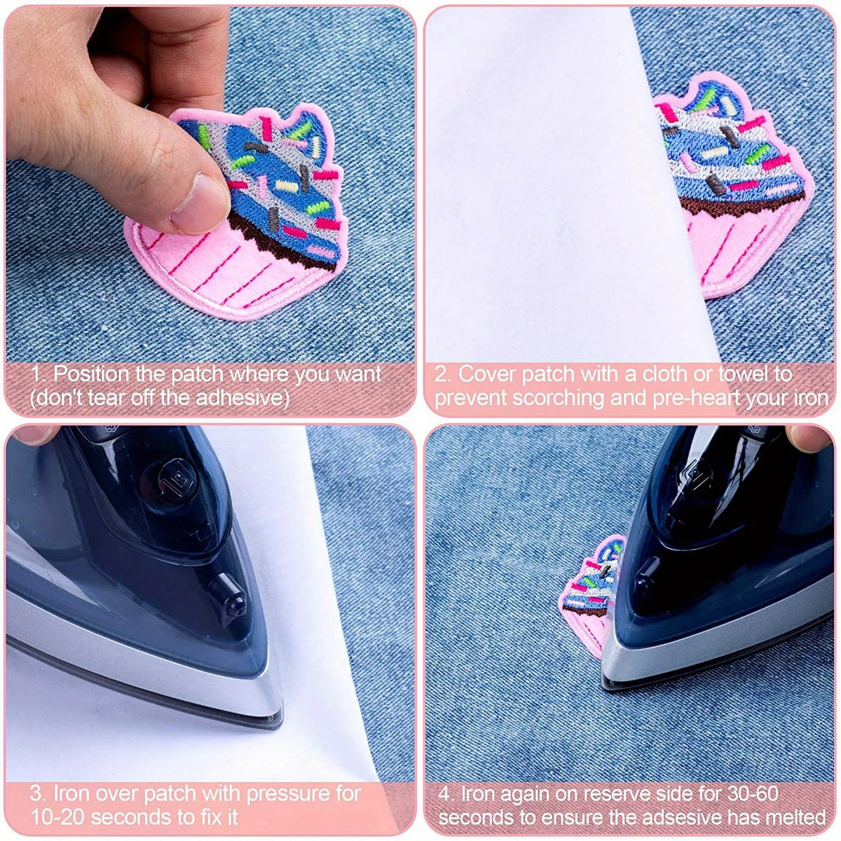 13pc Iron-On Embroidered Cupcake Patches – DIY Fabric Decor Set Embroidered Patch Set Babs