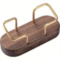 Solid Wood Oval Business Card Holder with Brass Stand Business Card Holder Babs black