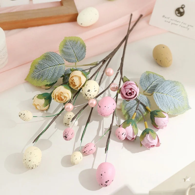 Artificial Eucalyptus Stem Easter Egg Bouquet – Silk Fake Flower Artificial Floral Stem Babs