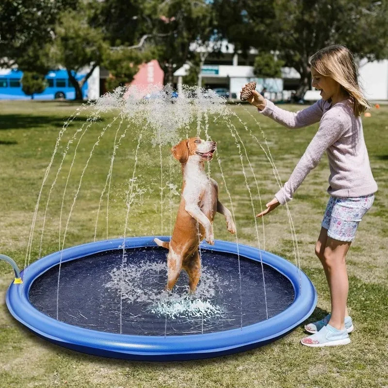 Inflatable Dog Pool Sprinkler Pad – Anti-Slip Cooling Mat Pet Splash Pad Babs