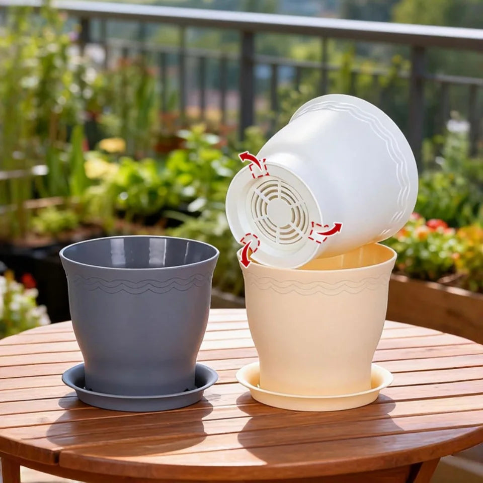 5-Pack Resin Desktop Flower Pots with Bottom Trays | Garden Decor Desktop Plant Planters Babs