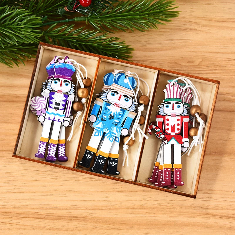 9Pcs Wooden Nutcracker Soldier Christmas Tree Ornaments Set Christmas Tree Ornaments Babs D