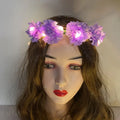 10pcs LED Flower Crown Headbands – Glowing Wreath Party Garland LED Flower Headband Babs purple