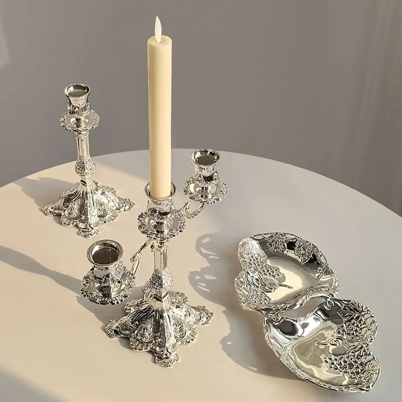 Vintage Metal Candlestick Holder – Elegant Silver Table Decor Decorative Candlestick Babs