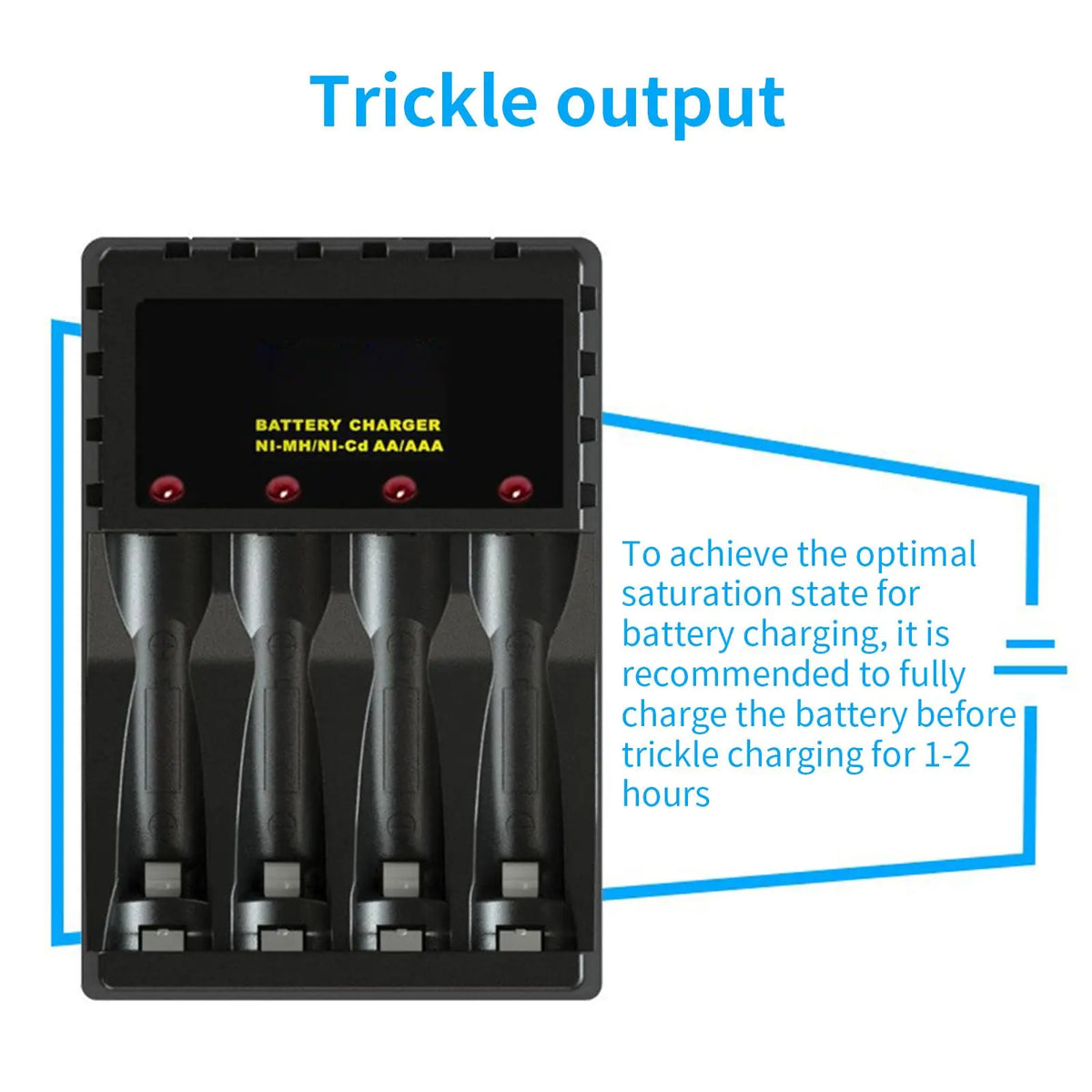 Smart 4-Slot AA AAA USB Battery Charger with LED Indicator Battery Charger Babs