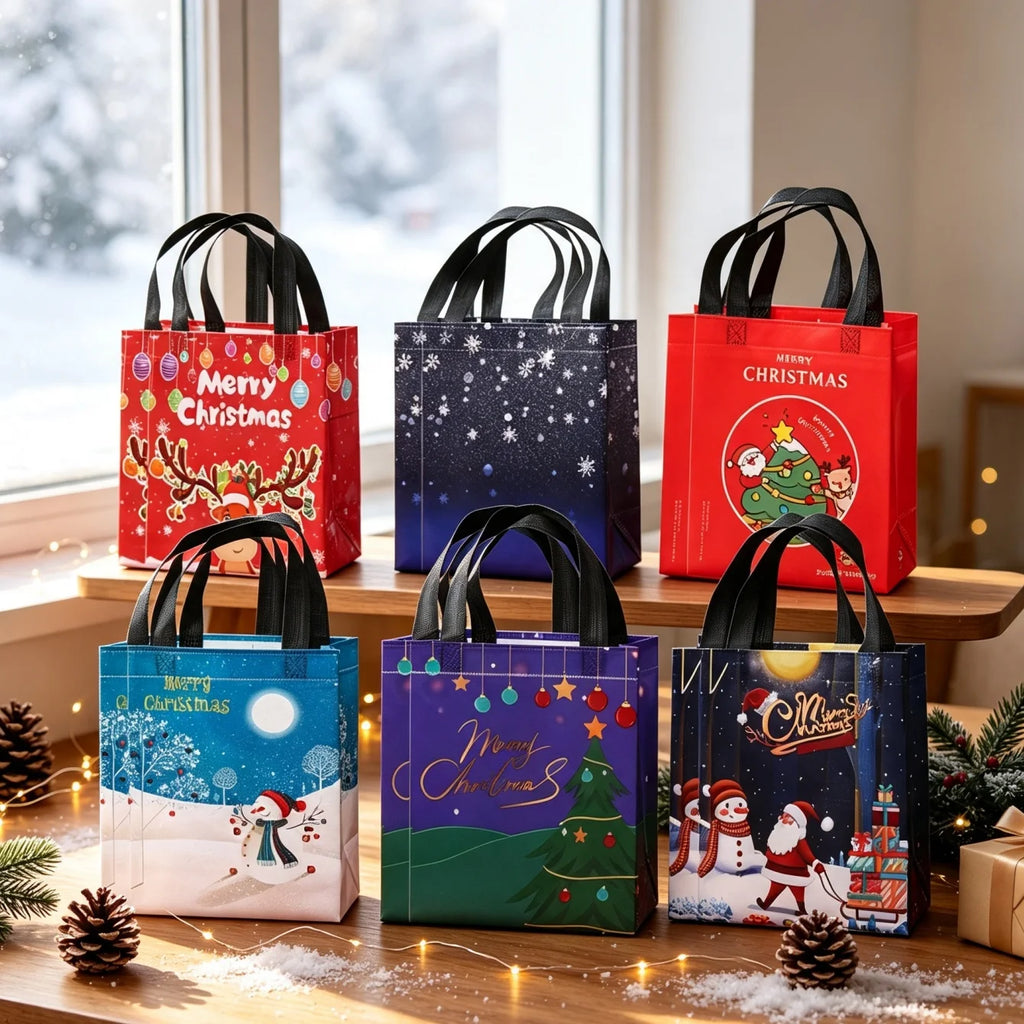 6/12Pcs Large Reusable Christmas Gift Bags with Handles Christmas Gift Bags Babs