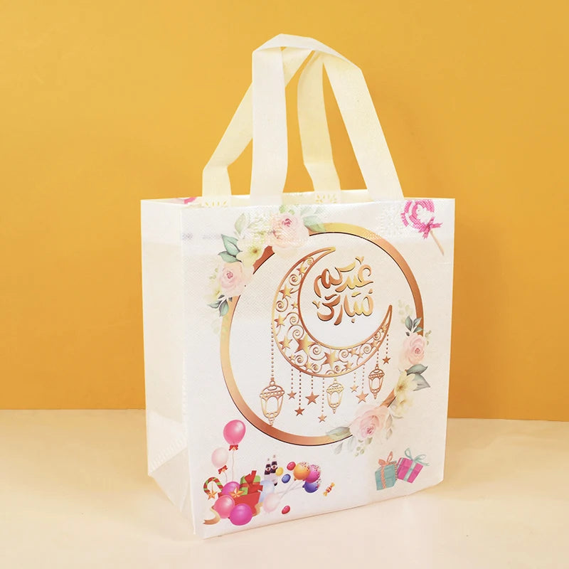 4pcs Eid Mubarak Nonwoven Gift Bags – Ramadan Party Supplies Festive Gift Bags Babs D 23x22x11cm