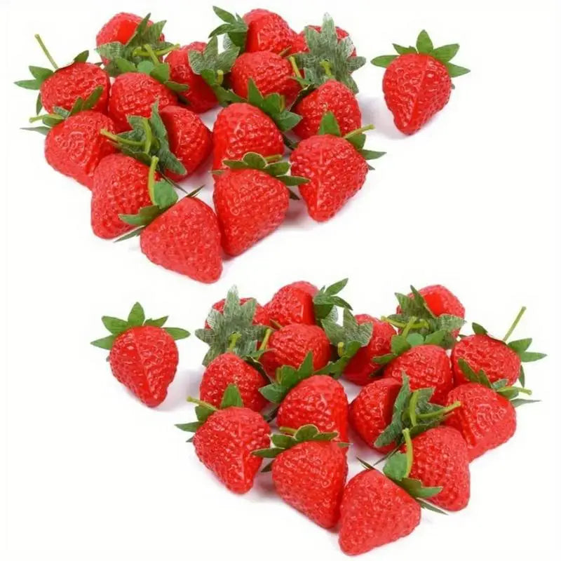 10pcs Artificial Strawberries Fake Fruit Decor & Photography Props Artificial Fruit Decor Babs