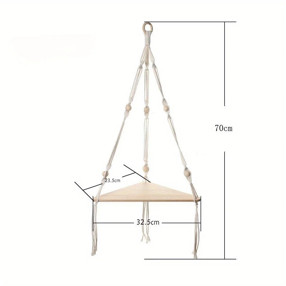 Wood Triangle Corner Floating Wall Shelf – Boho Home Decor Babs 1 tier