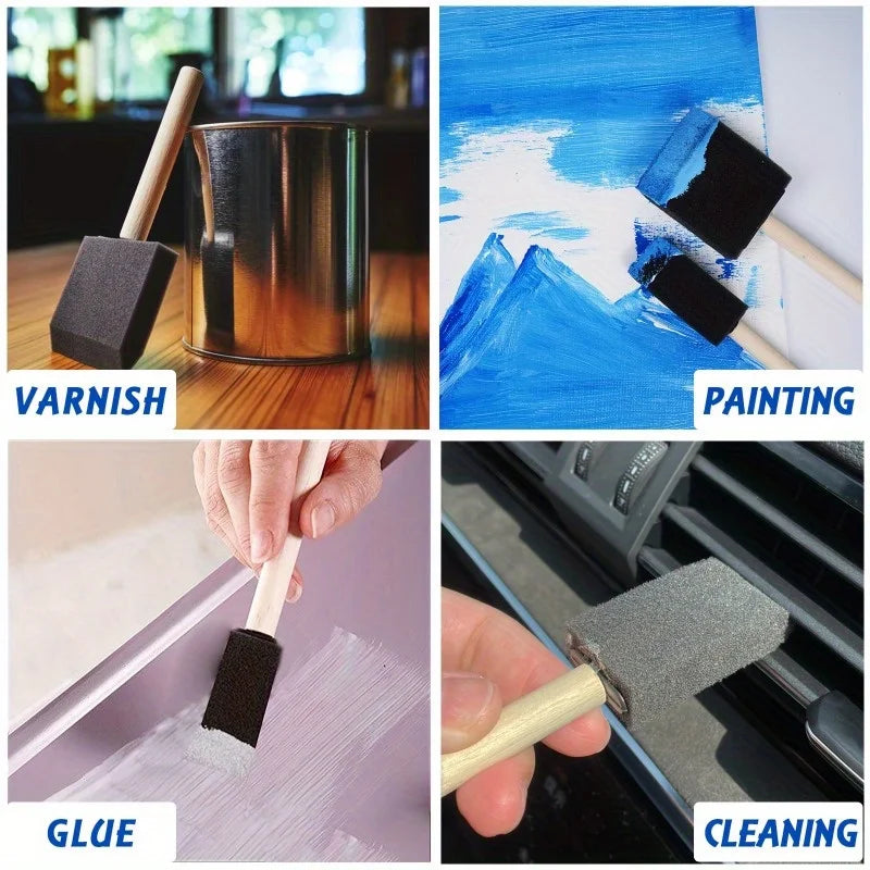Assorted Foam Brush Set – Wood Handle for Acrylics & Crafts Foam Paint Brush Set Babs