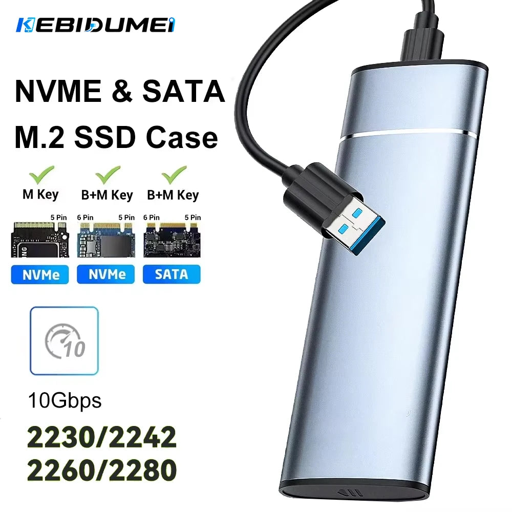 M.2 SSD Enclosure 10Gbps Aluminum NVMe SATA NGFF Tool-Free SSD Enclosure Babs