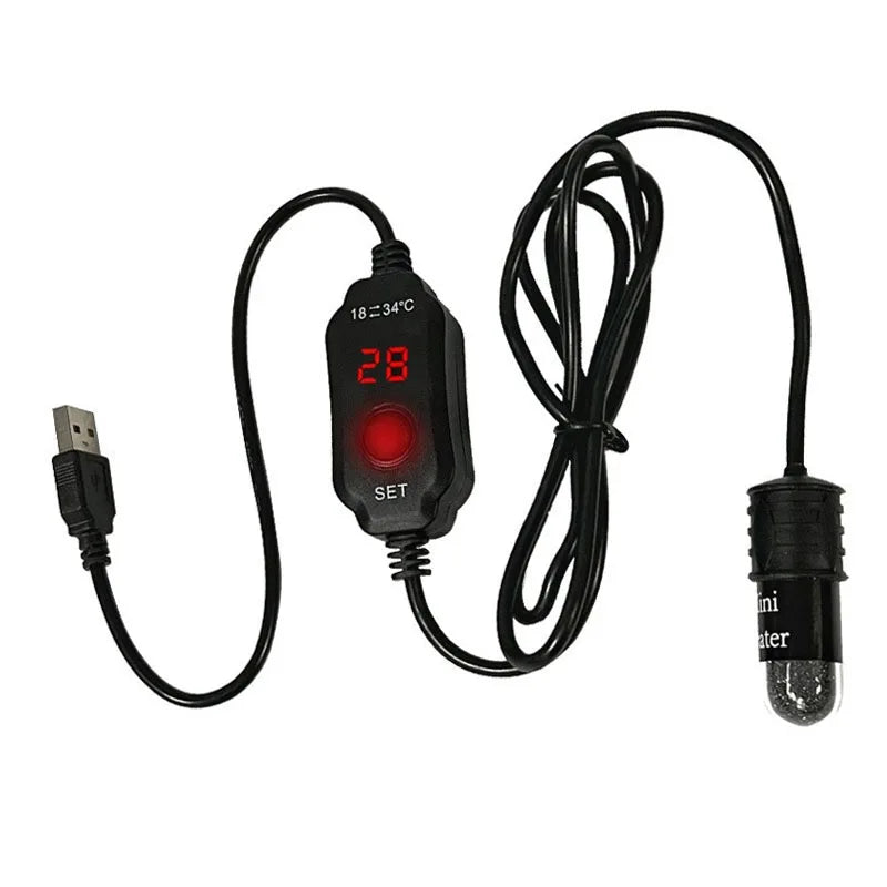 Mini Submersible Aquarium Heater | USB 10W, 18–34°C for 2L Tanks Aquarium Heater Babs Heating rod