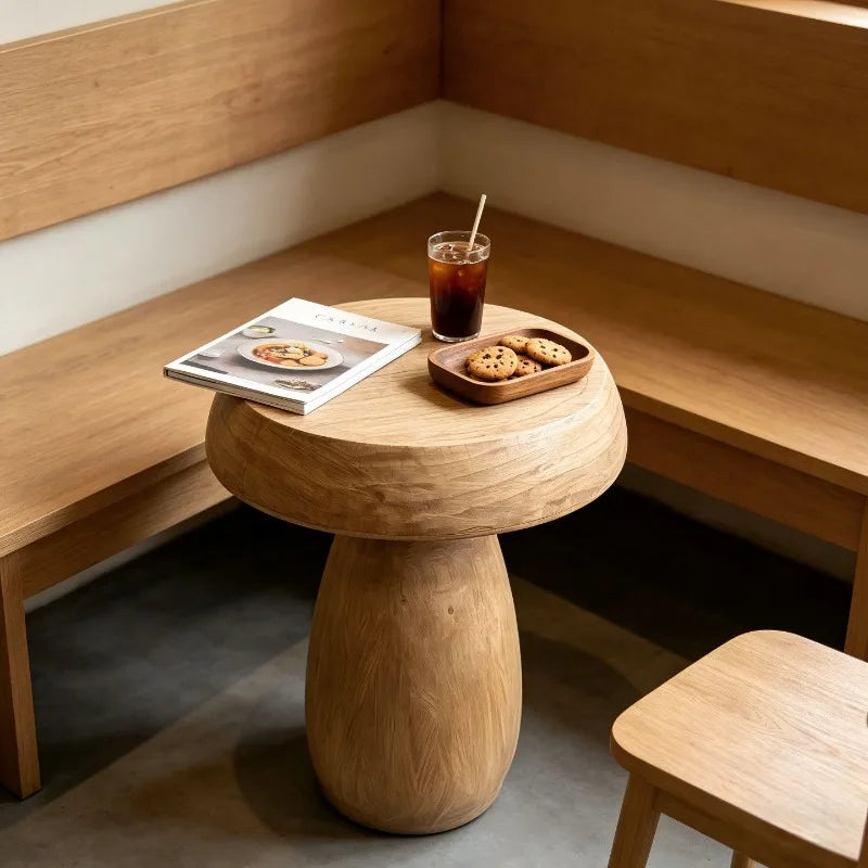 Nordic Solid Oak Round Side Table – Minimalist Coffee Table Wooden Side Table Babs