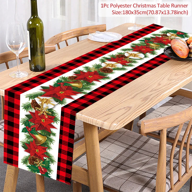 Christmas Table Runner – Festive Xmas Polyester Home Décor Christmas Table Runner Babs Style1