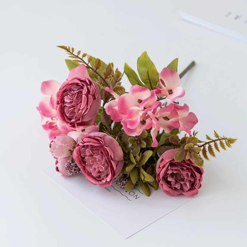 Silk Peony Hydrangea Artificial Flowers – Wedding & Home Décor Artificial Silk Flowers Babs color 8 1pc