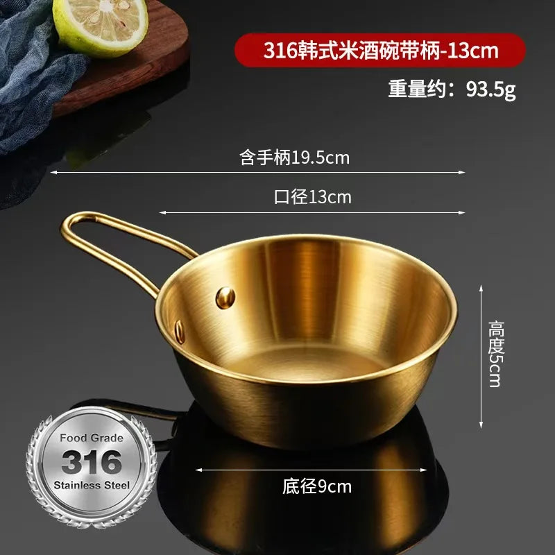 304 Stainless Steel Korean Bowl with Handle – Gold Finish Stainless Steel Bowl Babs Gold-3