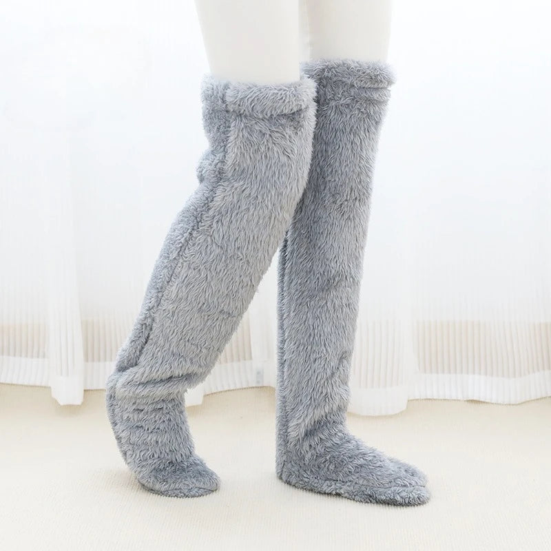 Winter Fleece Toeless Leg Warmers – Thermal Ankle Knee Cover Fleece Leg Warmers Babs Grey 3Pairs
