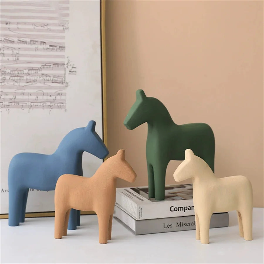 Modern Minimalist Dala Horse Wood Figurine Home Décor Decorative Figurine Babs