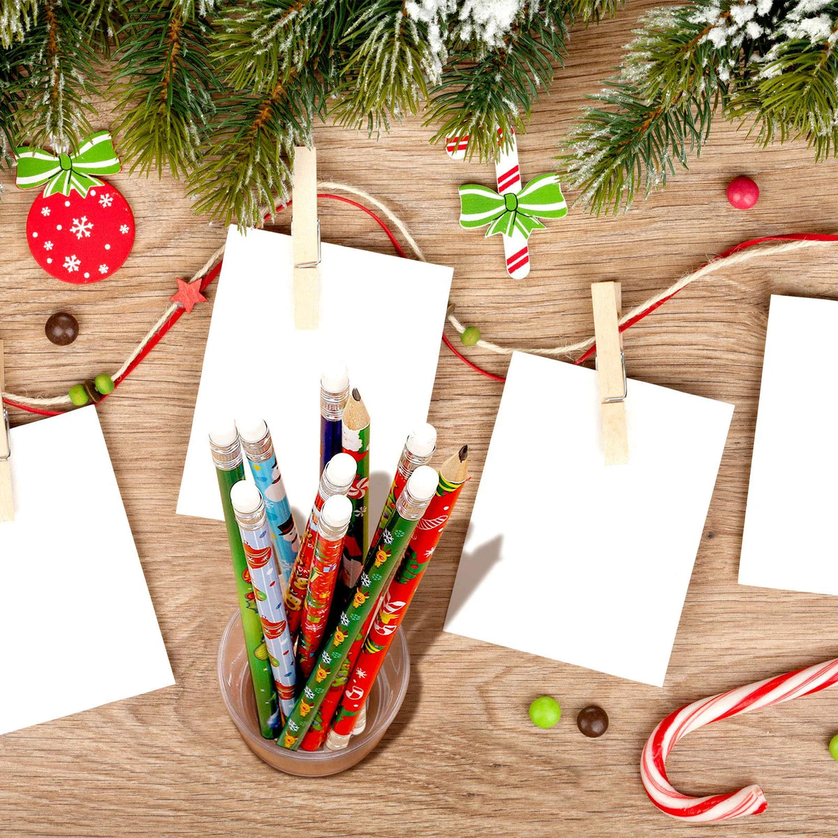 50PCS Christmas Pencils – Holiday Party Favors & Classroom Gifts Holiday Novelty Pencils Babs
