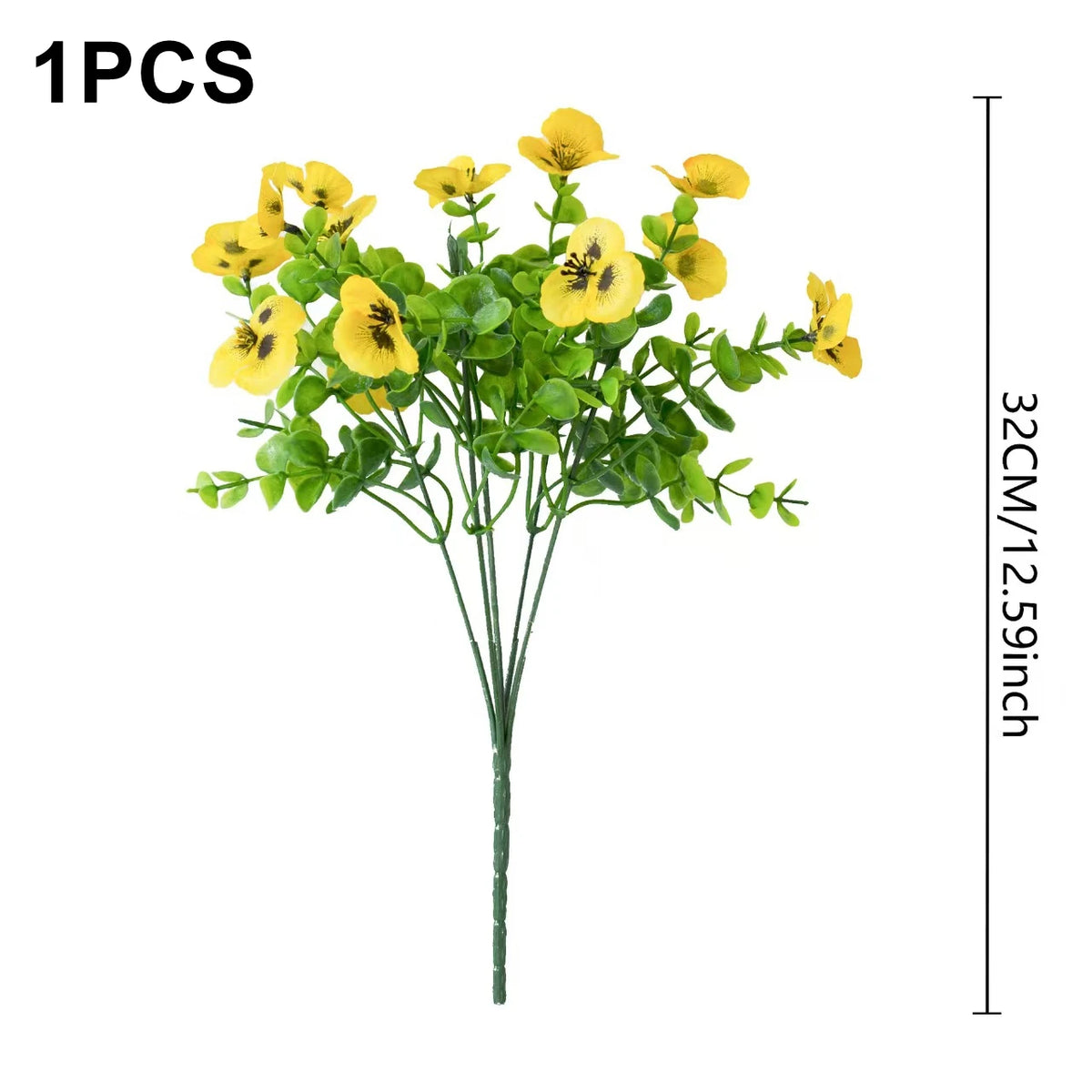 Artificial Silk Pansy Bouquet – Wedding & Home Décor Artificial Silk Flowers Babs YELLOW 1 PC