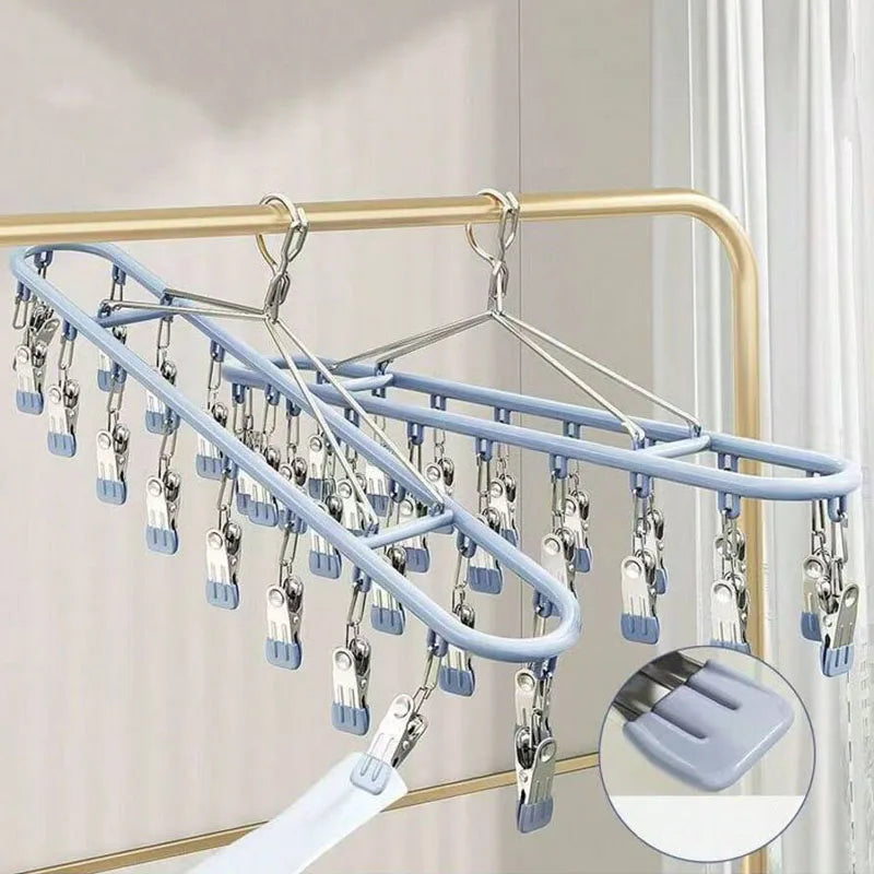 Stainless Steel Clothes Drying Rack with Windproof Hooks Laundry Drying Rack Babs