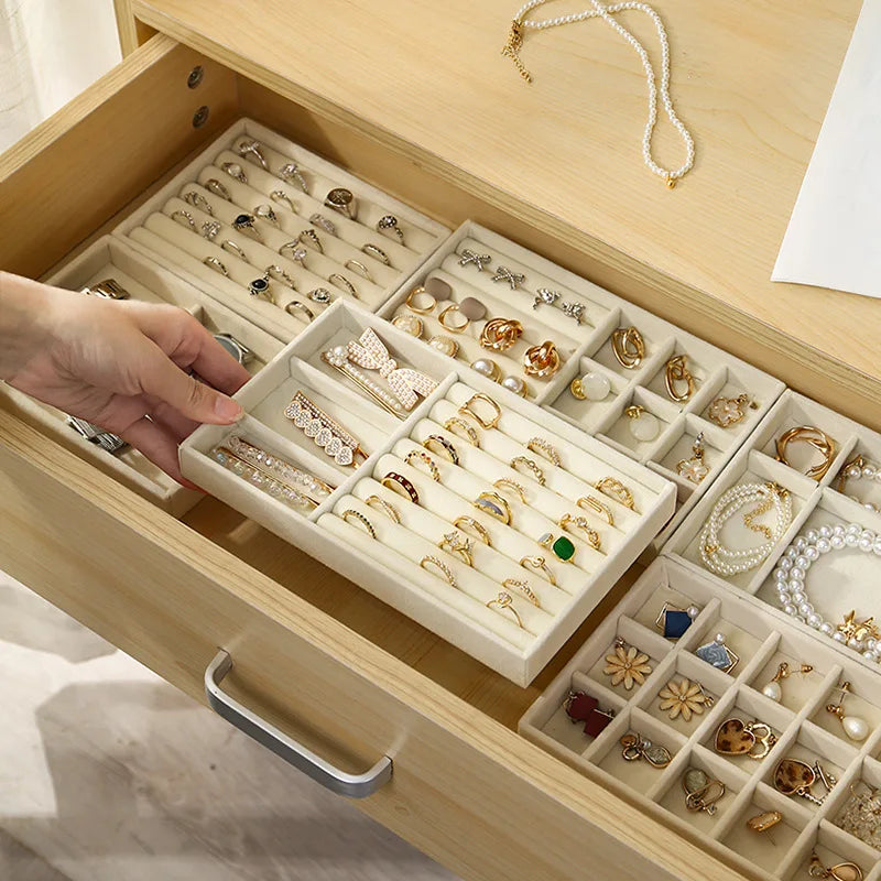 Velvet Jewelry Display Tray – Ring, Earring & Necklace Box Jewelry Display Tray Babs
