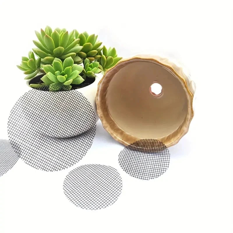Round Pot Drainage Mesh Screens – 50 Pcs, Prevent Soil Loss Pot Drainage Screen Babs