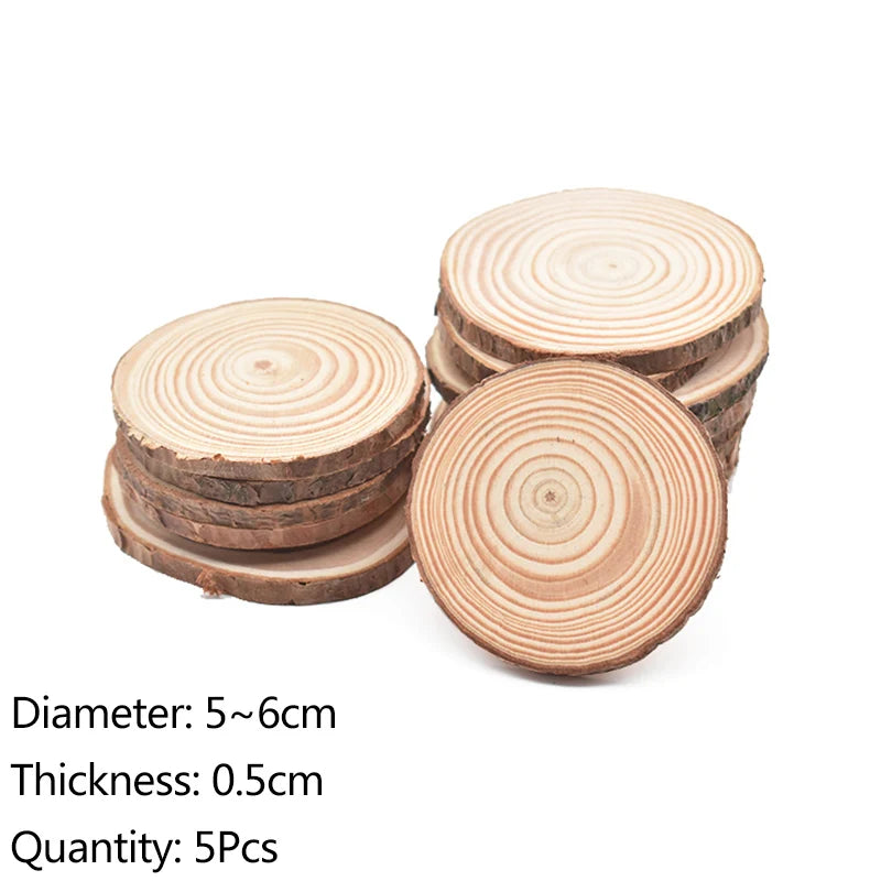 Natural Pine Wood Slices Unfinished Log Discs – DIY Crafts Wood Craft Discs Babs 5pcs 5-6cm