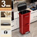 Double Partition Pedal Trash Can | 12L Dual-Compartment Bin Pedal Trash Can Babs 2 Barrels-Red