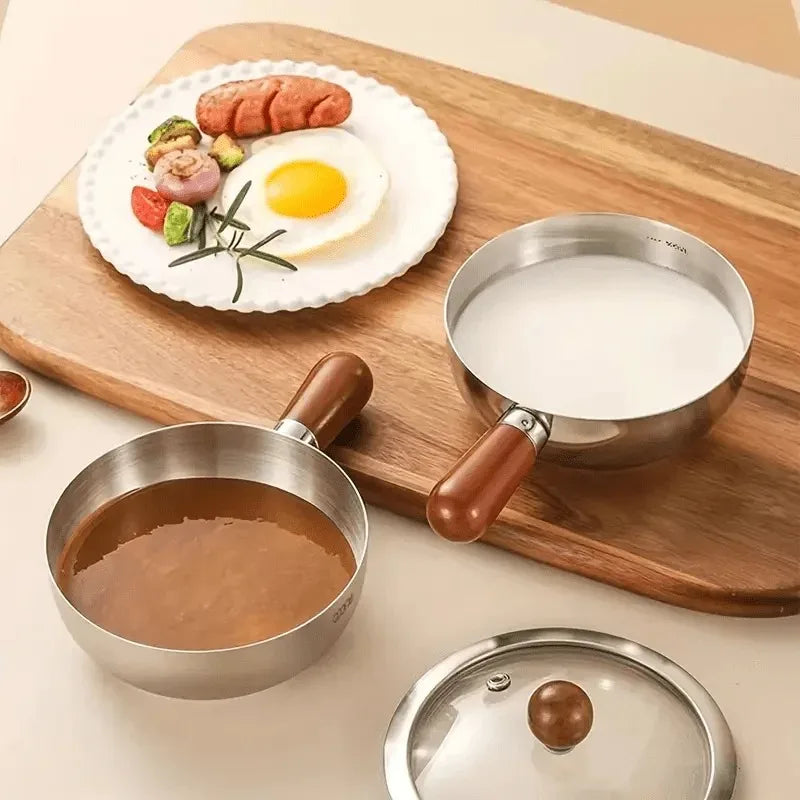 Stainless Steel Milk Pot – Wooden Handle, Induction Compatible Stainless Steel Saucepan Babs