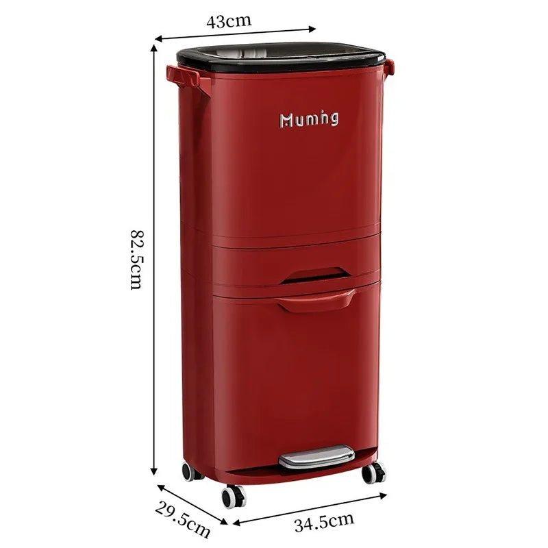 Double Partition Pedal Trash Can | 12L Dual-Compartment Bin Pedal Trash Can Babs