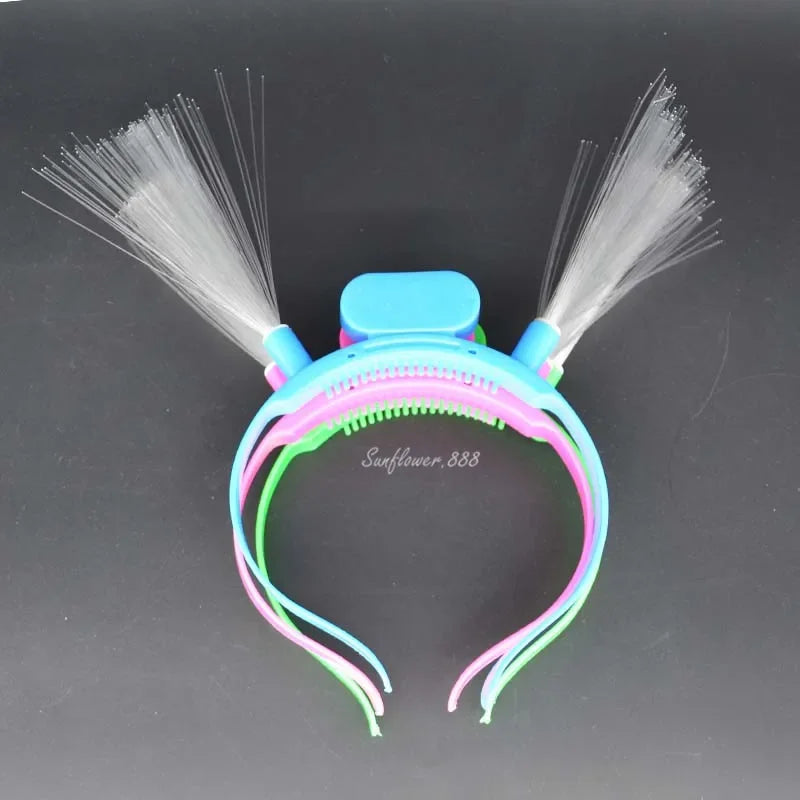 15-Pack LED Optical Fiber Flashing Headbands – Glow Party LED Glow Headband Babs