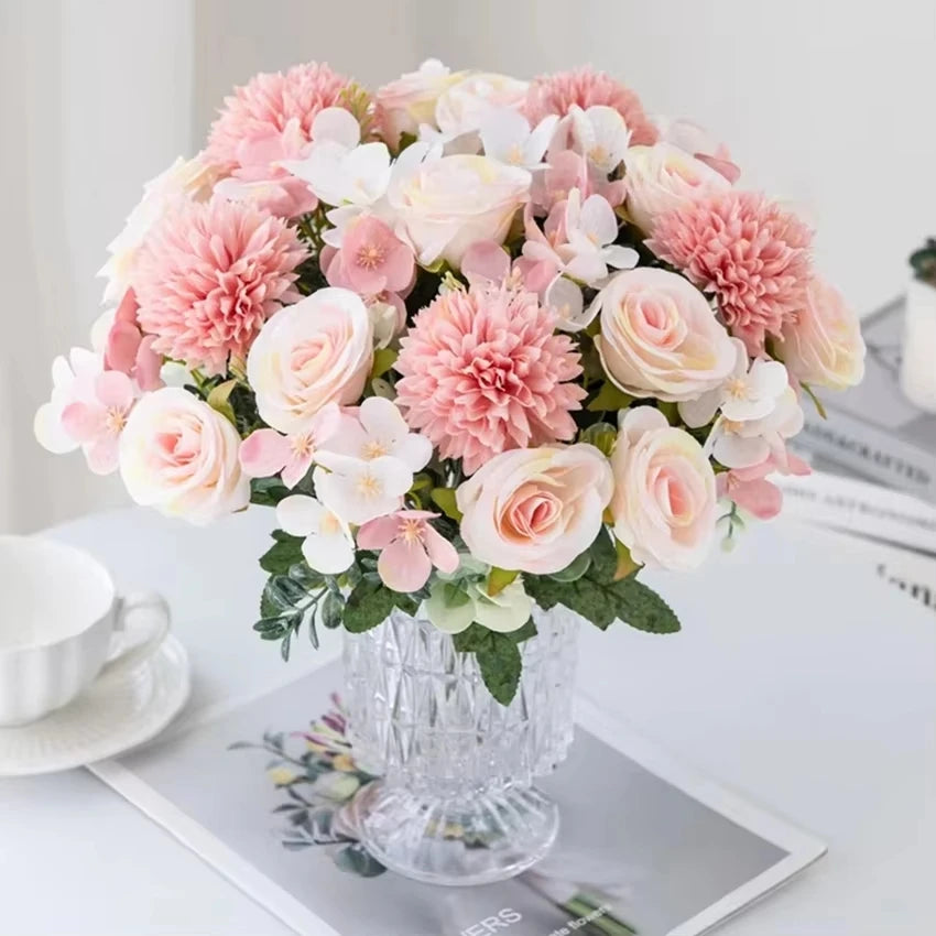 Silk Rose & Chrysanthemum Artificial Bouquet | Wedding Décor Artificial Flower Bouquet Babs
