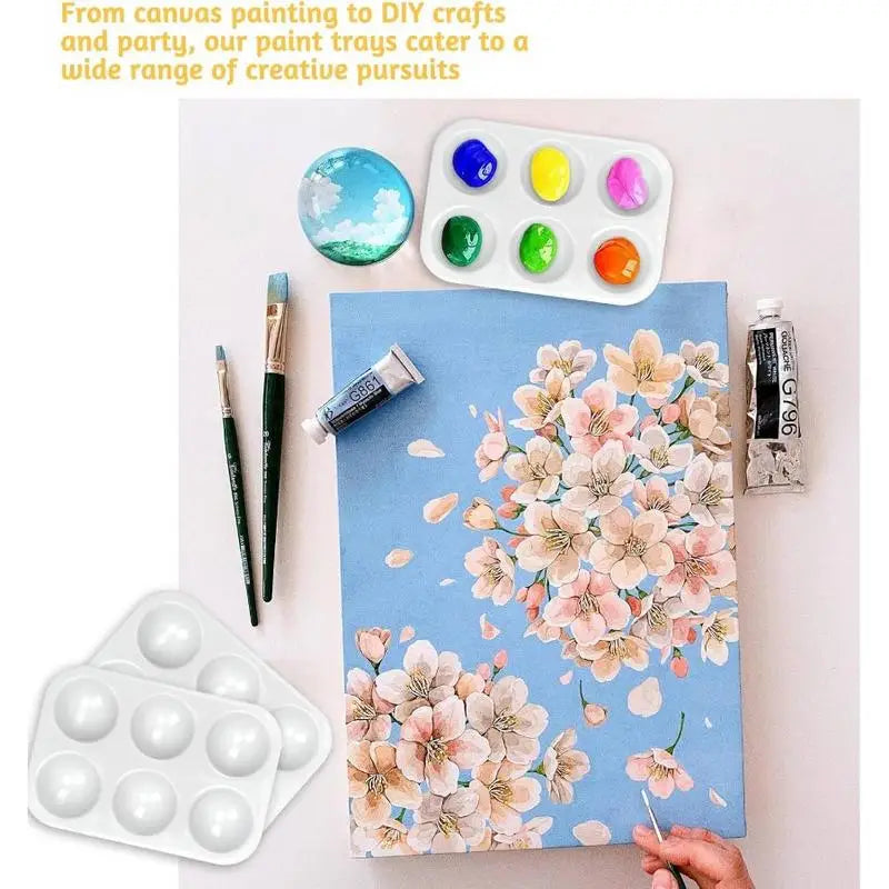 100-Pack Plastic Paint Trays 6-Well Palette for Kids & Artists Paint Palette Set Babs